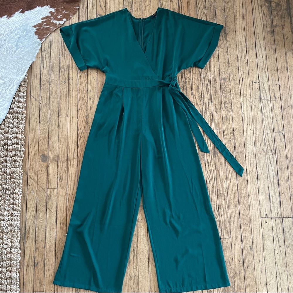 Wide Leg Emerald Green Jumpsuit